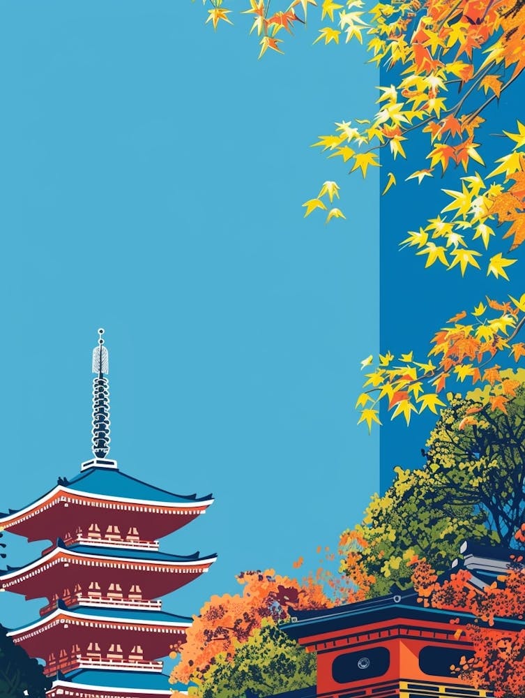 Shitenno Ji Temple Osaka 3 Colourful Illustration