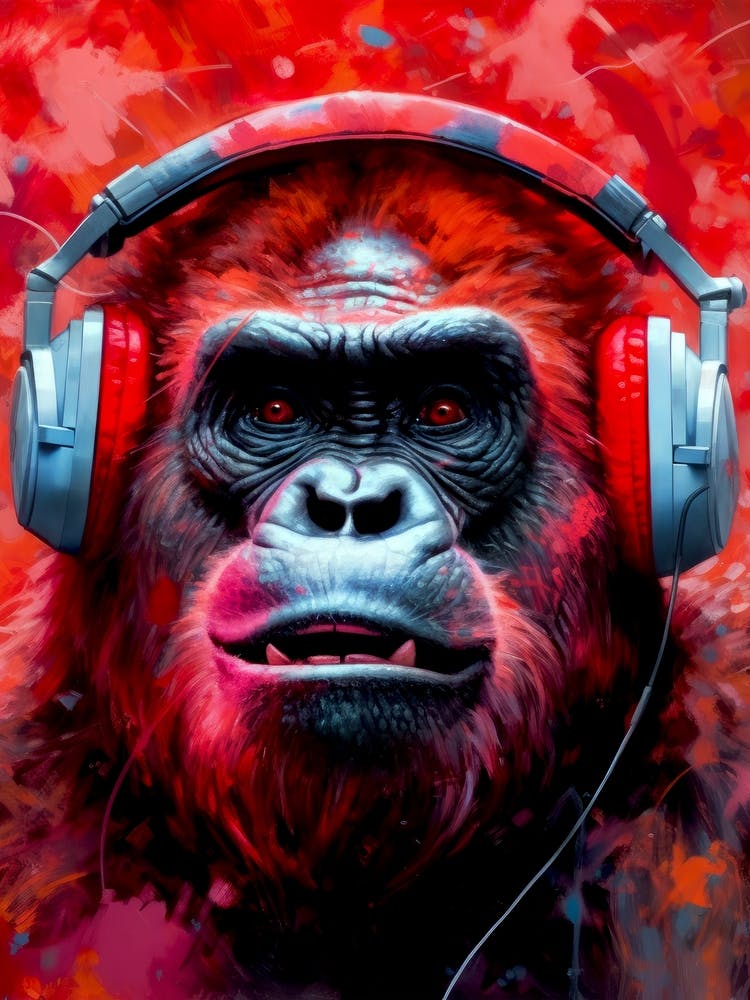 Gorilla With Headphones animal