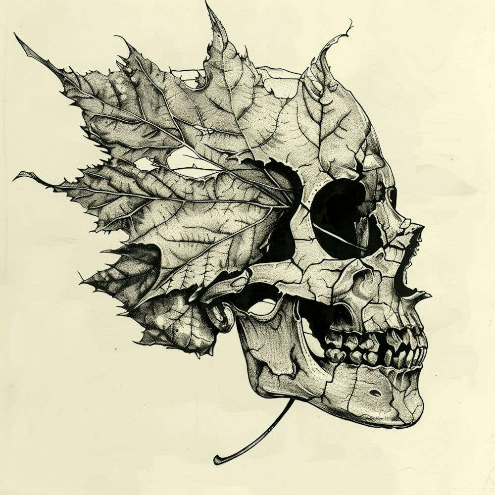 Skull With Leaves 1