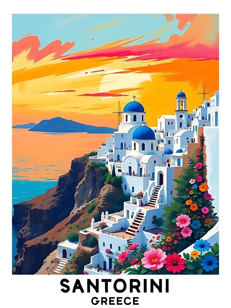 Santorini - Greece Vintage Travel Poster 38