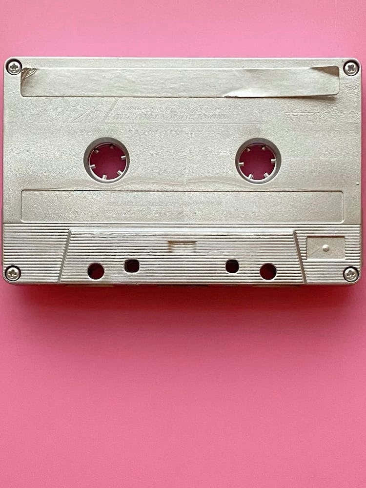 Cassette - Silver on Pink