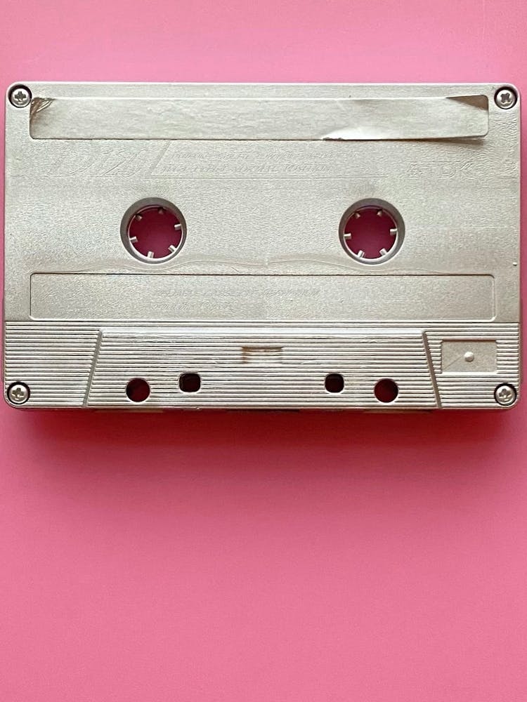 Cassette - Silver on Pink