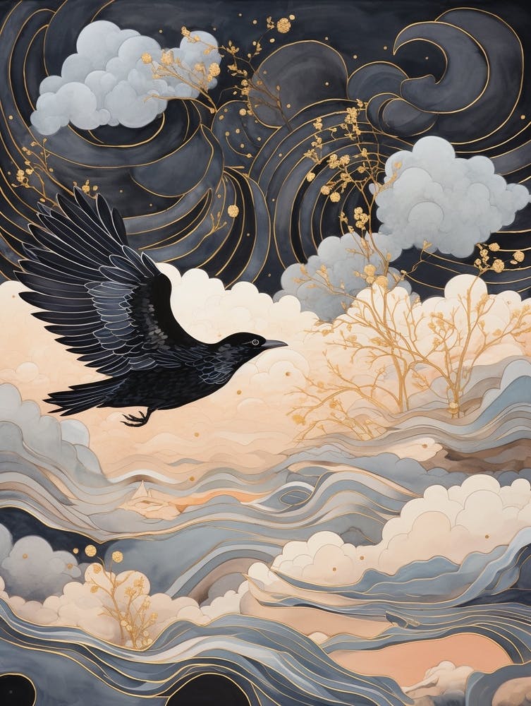 Magpie 2 Gold Detail Painting