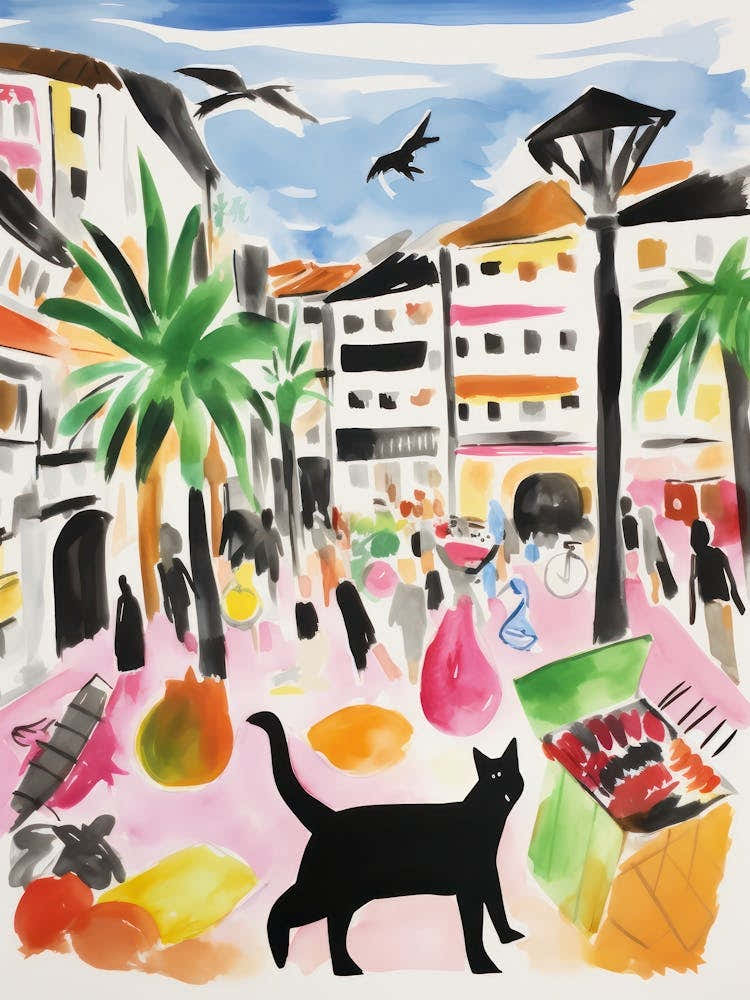 The Food Market In Santander 3 Illustration