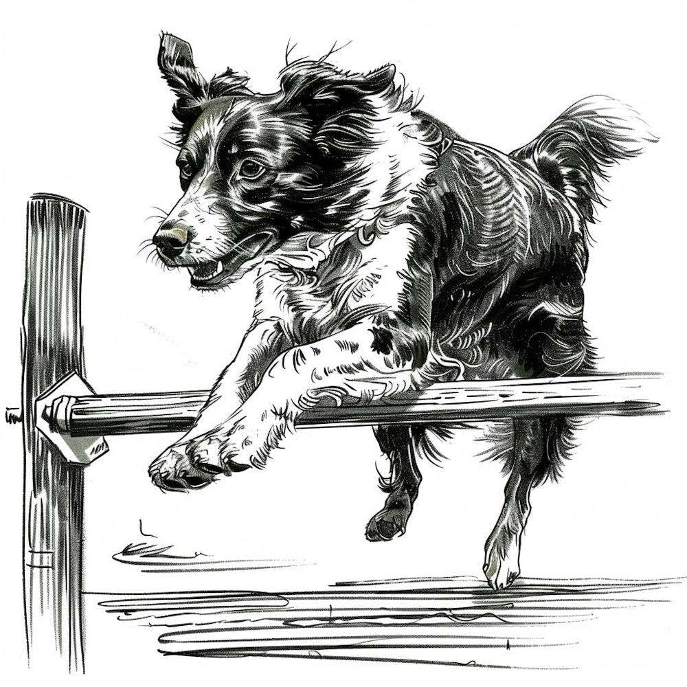 Border Collie Jumping Over Fence