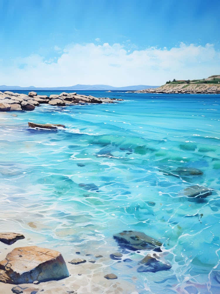 A Painting Of Elafonisi Beach, Crete Greece 4