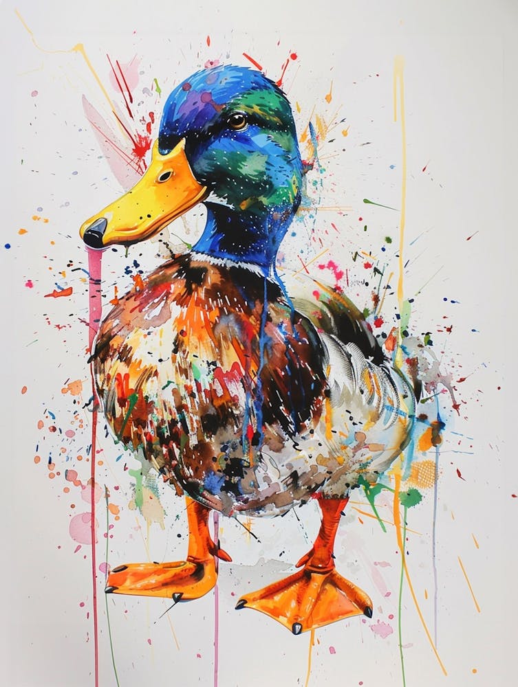 Duck Colourful Watercolour 4