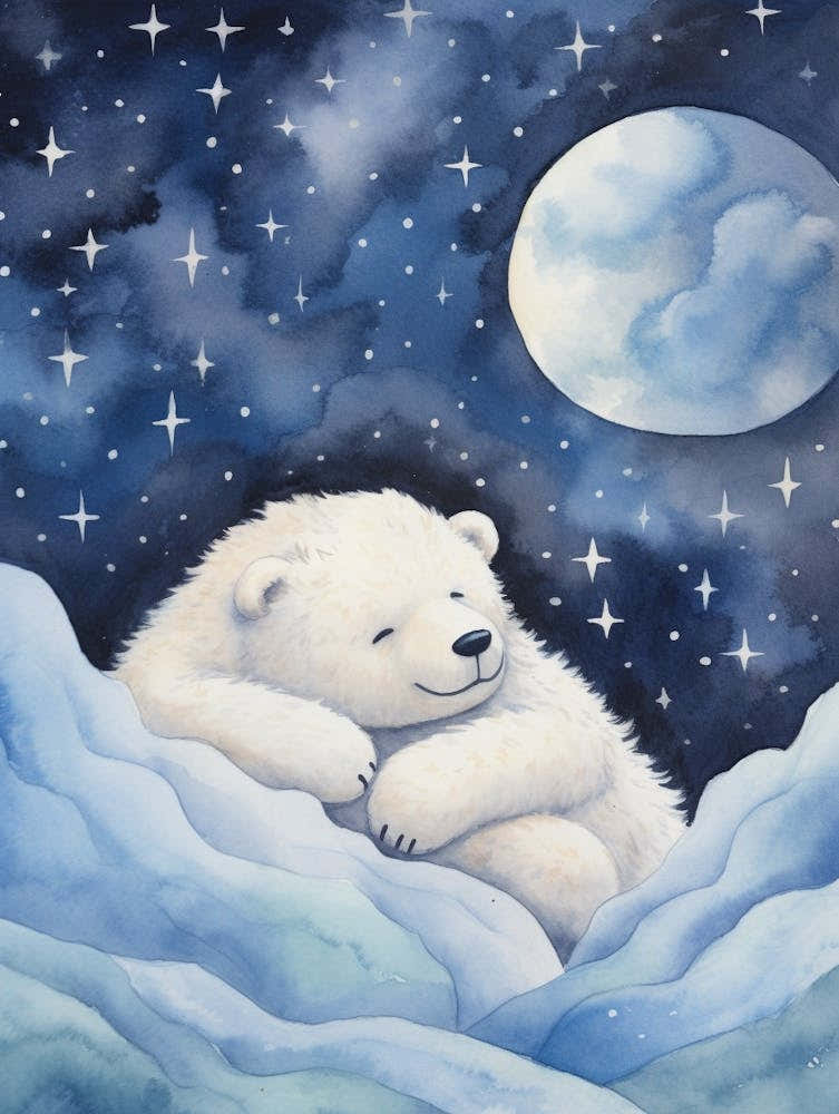 Baby Polar Bear 3 Sleeping In The Clouds