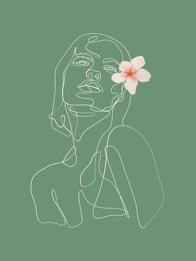 One-Line Woman With A Flower