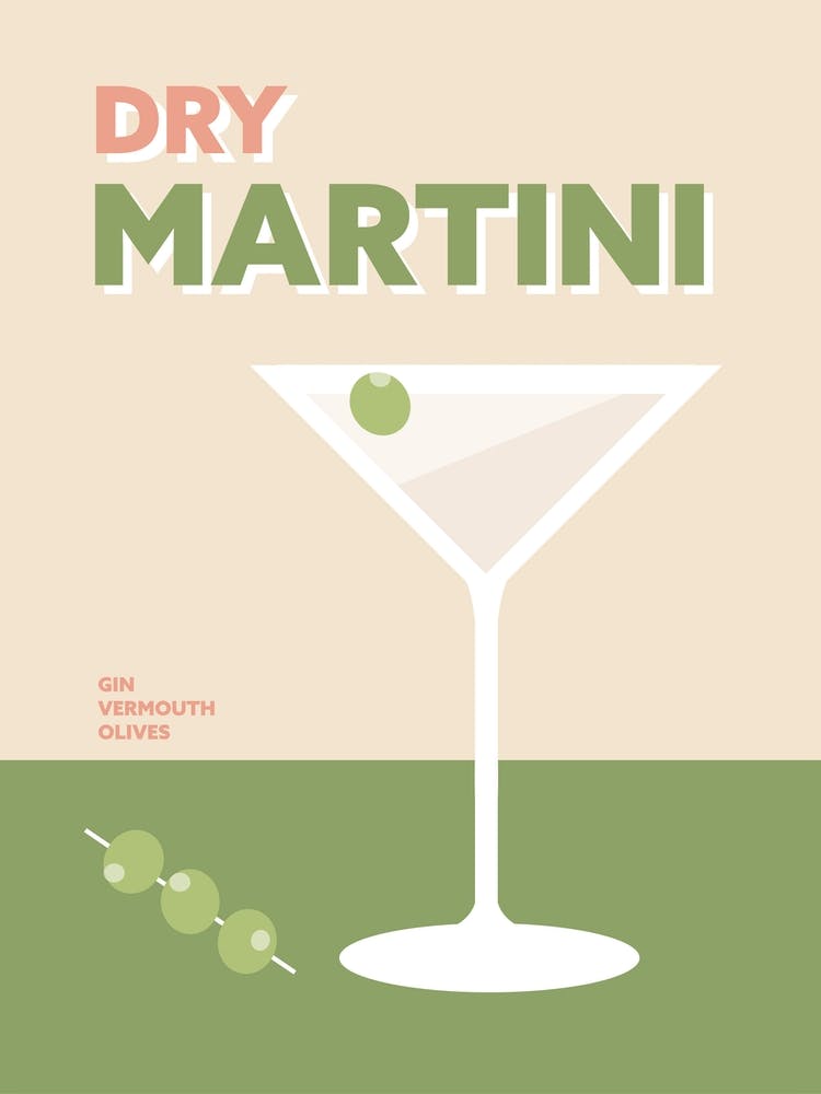 Martini Cocktail Colourful Green And Pink Wall
