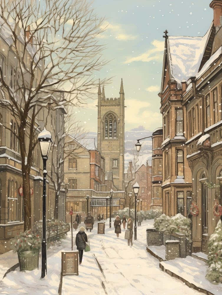 Vintage Winter Illustration Manchester United Kingdom