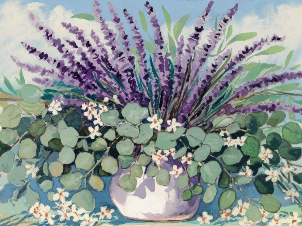 Tranquil Lavender Garden - Watercolor