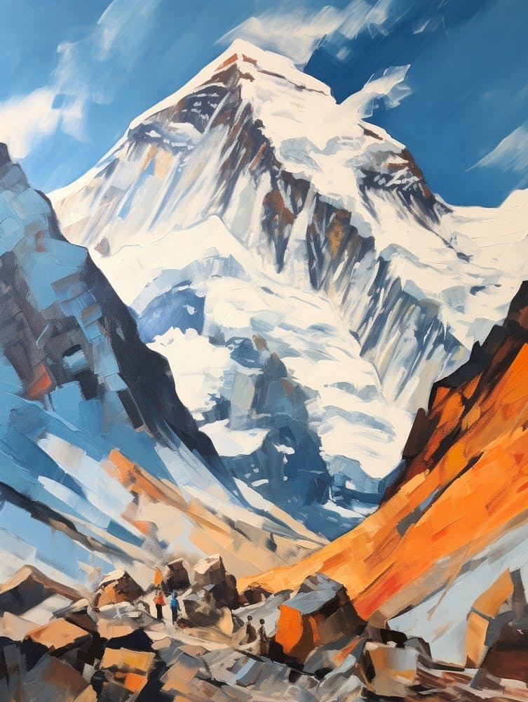 Makalu Nepal China 3 Mountain Painting