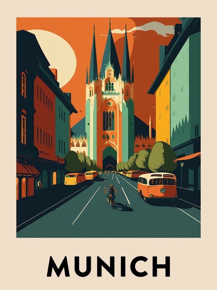 Munich 4 Vintage Travel Poster