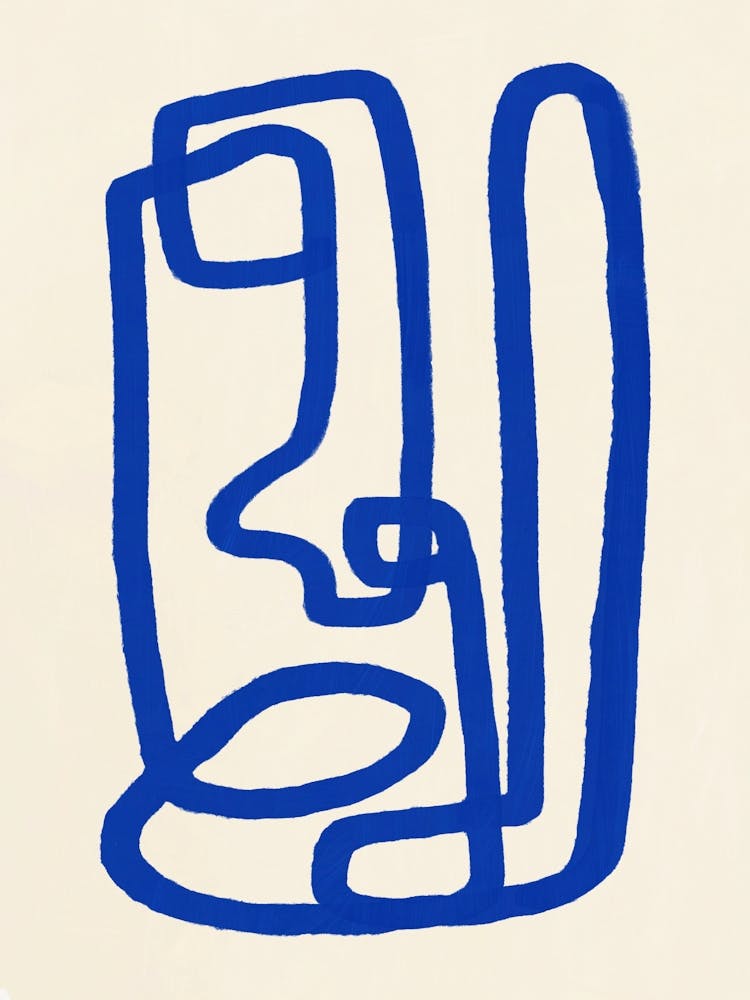 Cobalt line art portrait