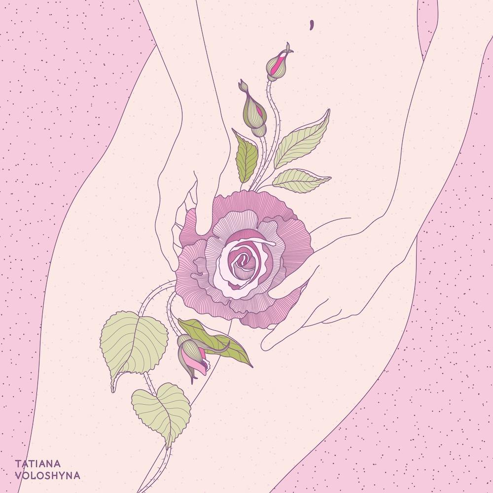 Girl Body And Roses Square