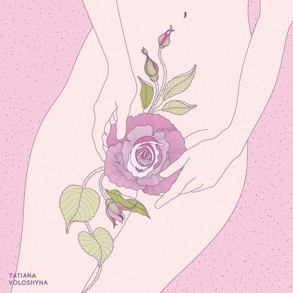 Girl Body And Roses Square