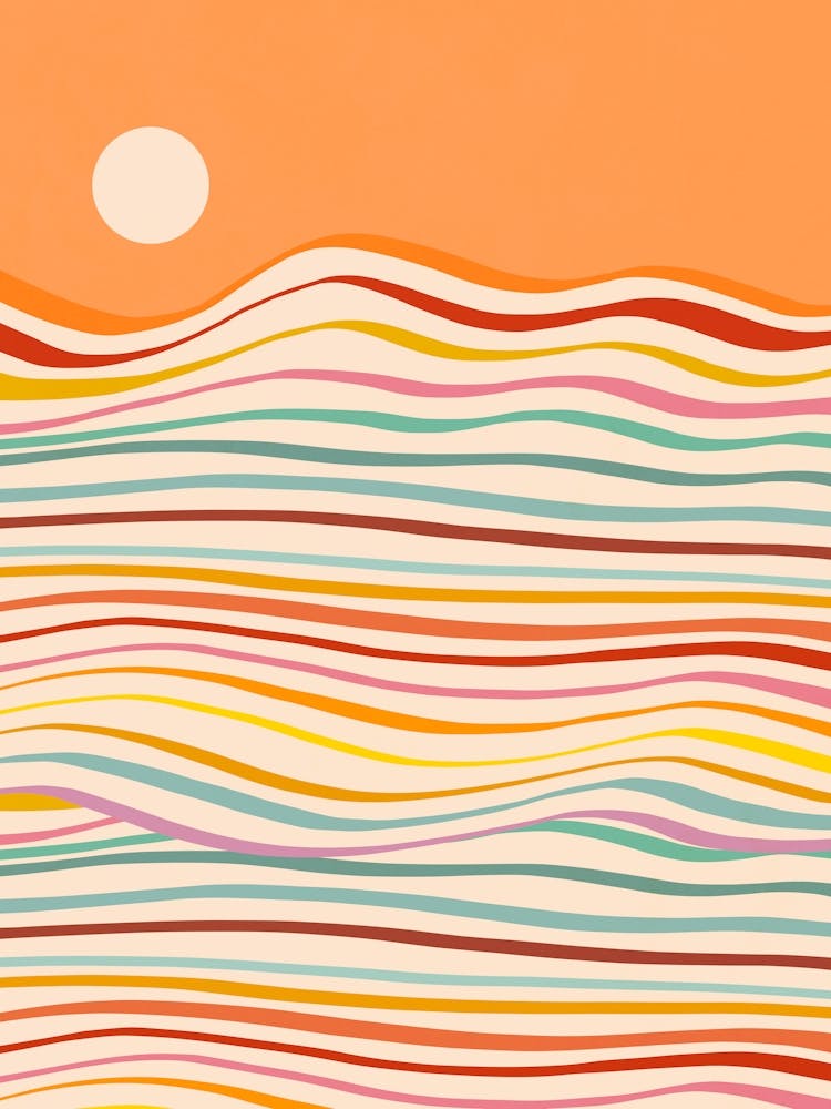 Minimal Abstract Retro Pride Sea Of Change Sunrise Orange