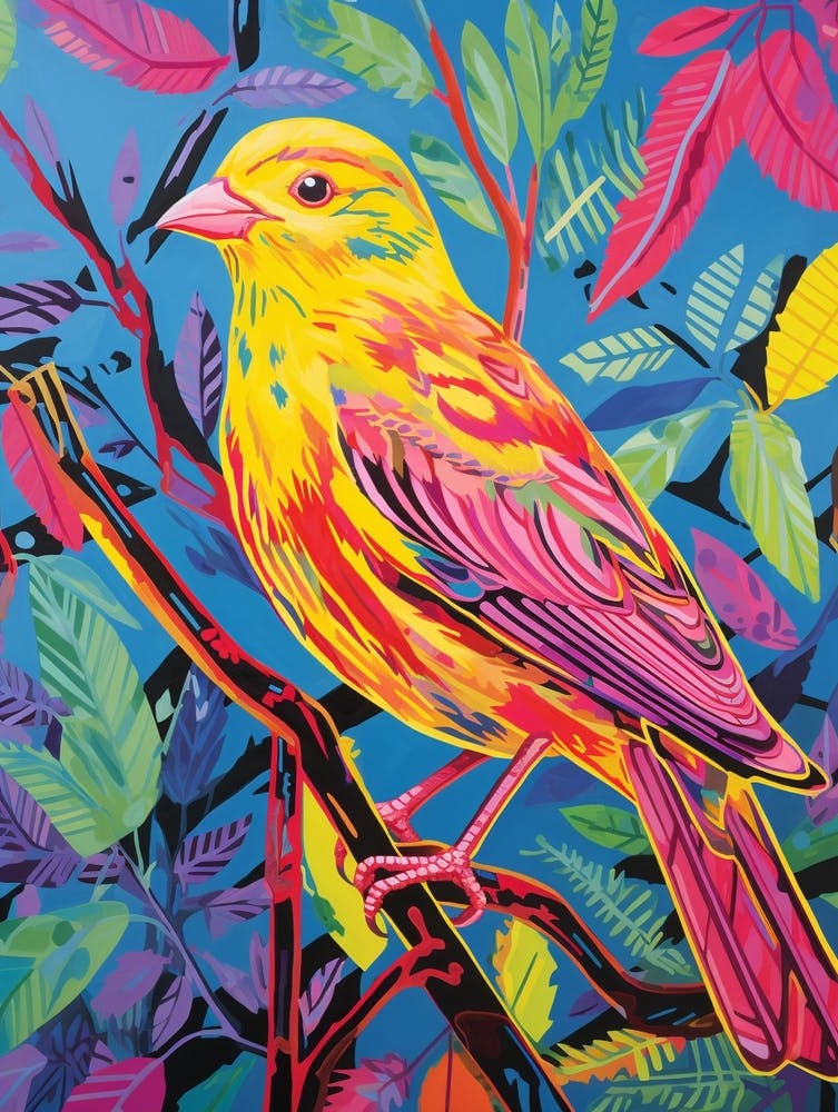 Colourful Bird Painting Yellowhammer 3