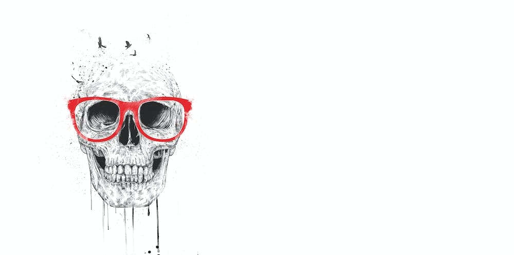 Skull With Red Glasses