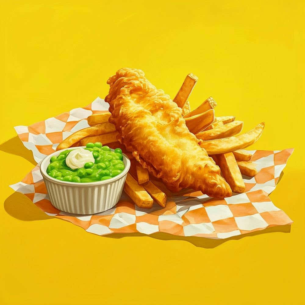Fish & Chips Yellow Checkerboard 2