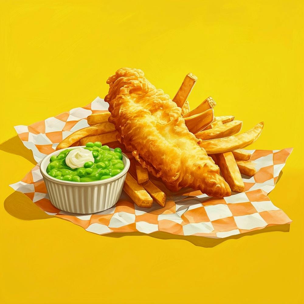 Fish & Chips Yellow Checkerboard 2