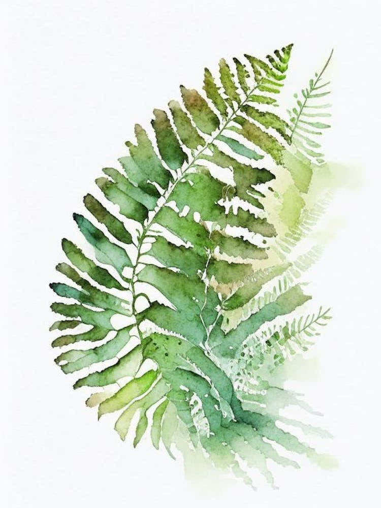 Hay Scented Fern Watercolour