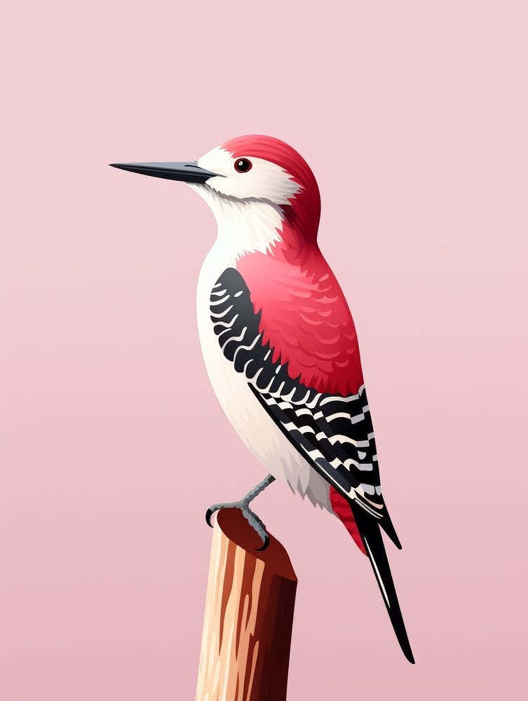 Minimalist Woodpecker 3 Illustration