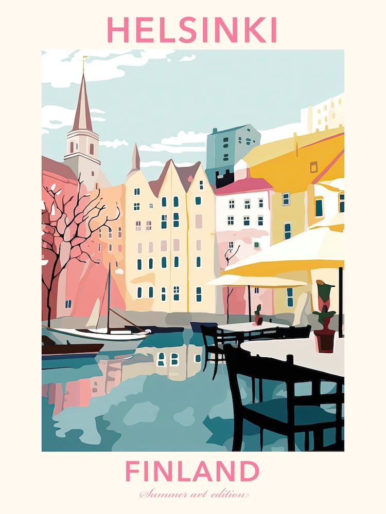 Helsinki, Finland, Flat Pastels Tones Illustration 4 Poster