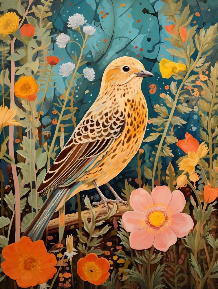 Yellowhammer 1 Detailed Bird Painting