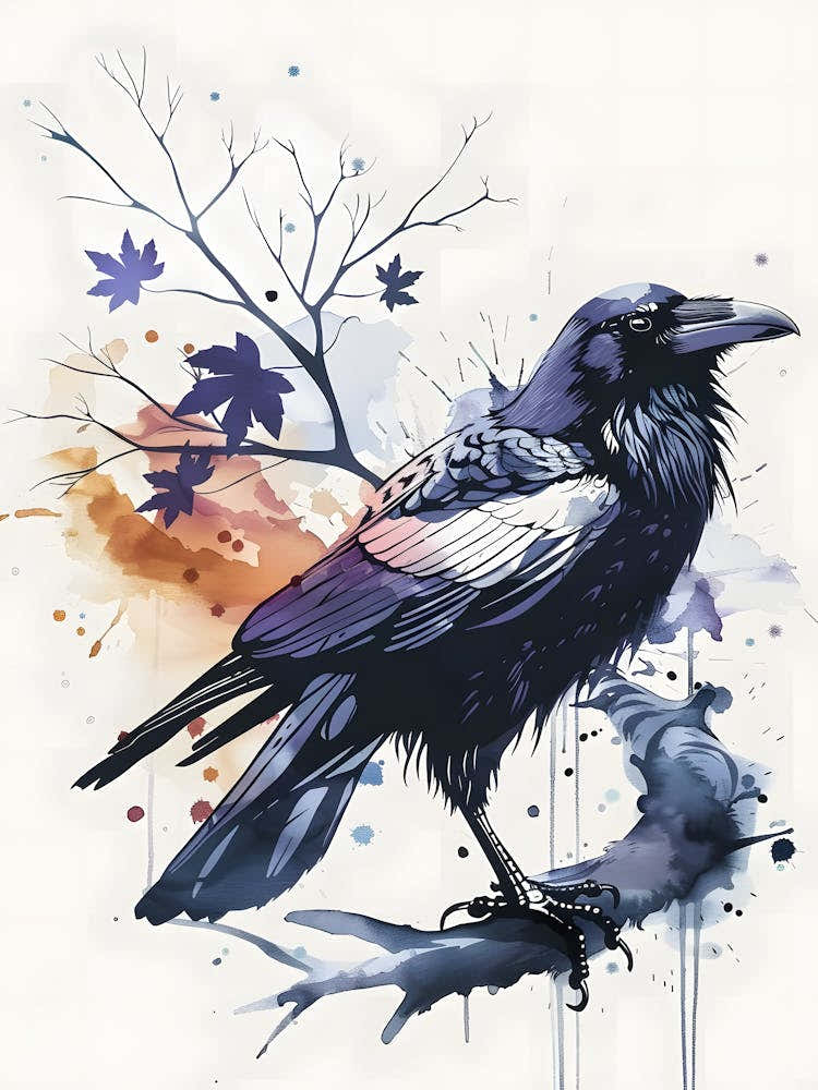Watercolor Crow