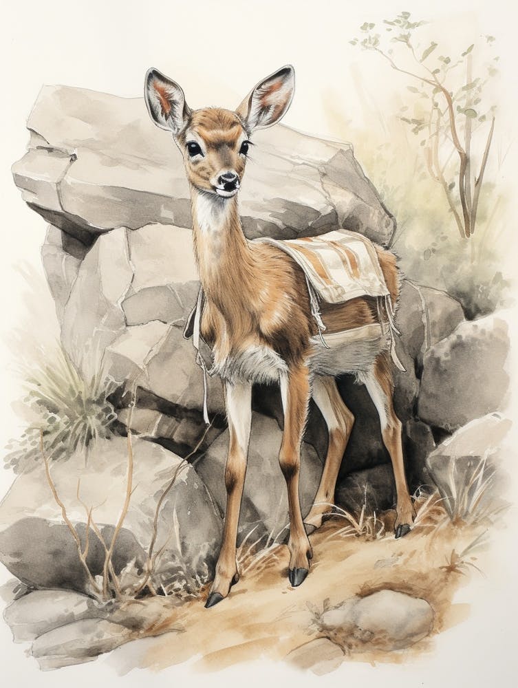 Storybook Animal Watercolour Gazelle 1