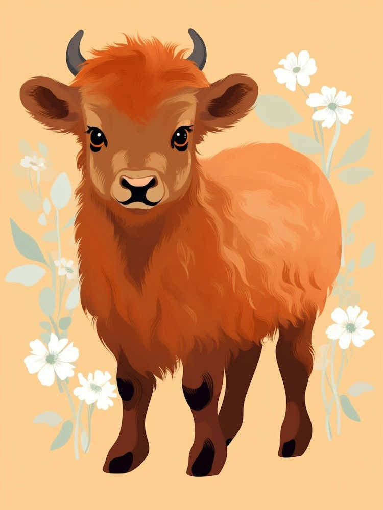 Baby Animal Illustration  Bison 5