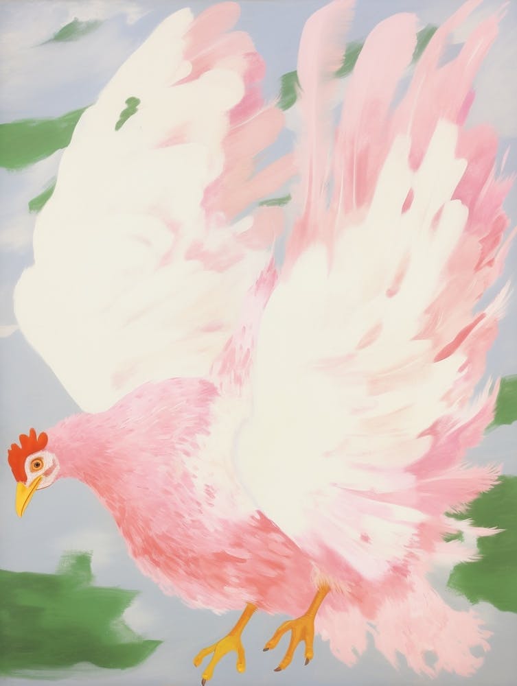Pink Ethereal Bird Painting Chicken 1