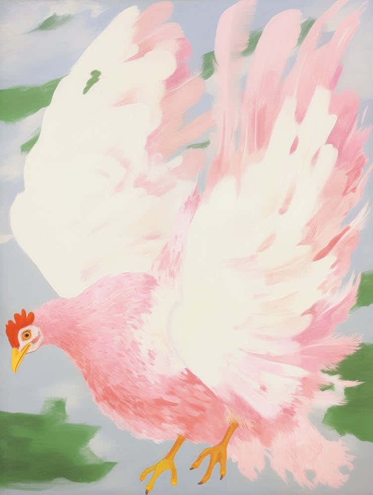 Pink Ethereal Bird Painting Chicken 1