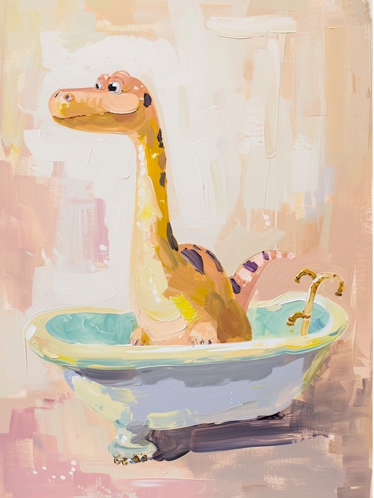 Brushstrokes Dinosaur In A Bath 3