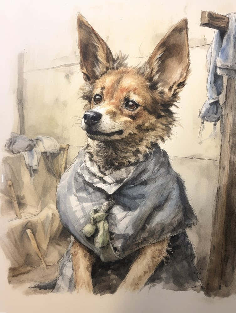 Storybook Animal Watercolour Jackal 2