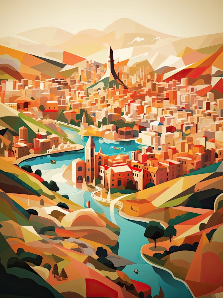 Barcelona, Spain, Geometric Illustration 1