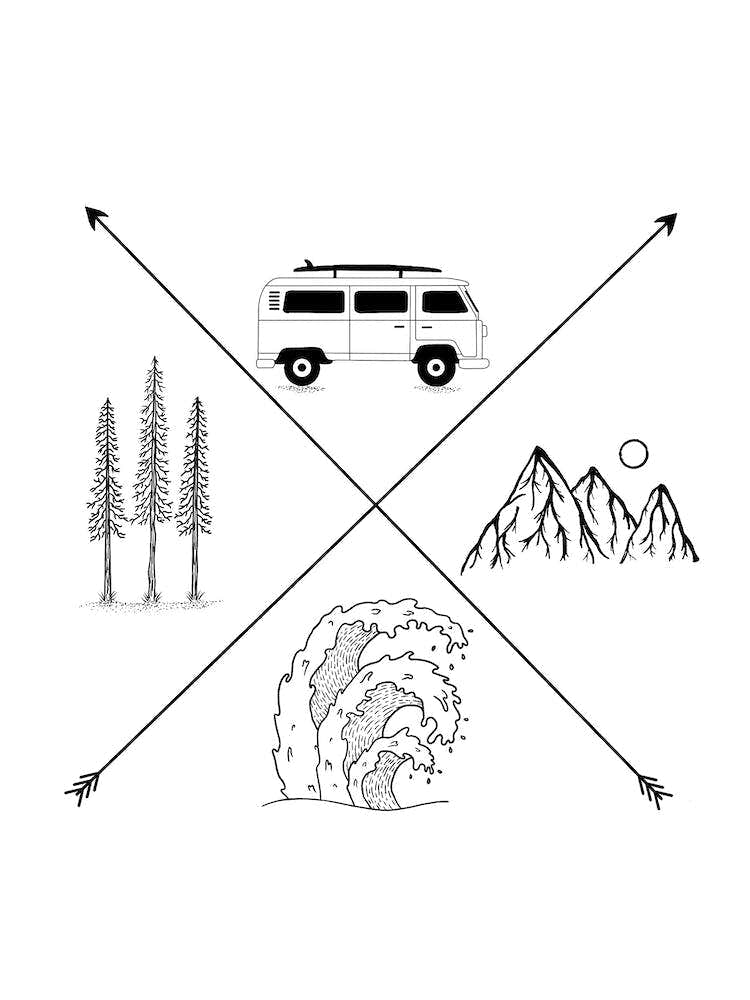 Travel Trees Waves Mountains