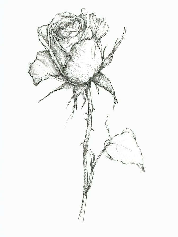 English Rose Black And White Line Drawing 35