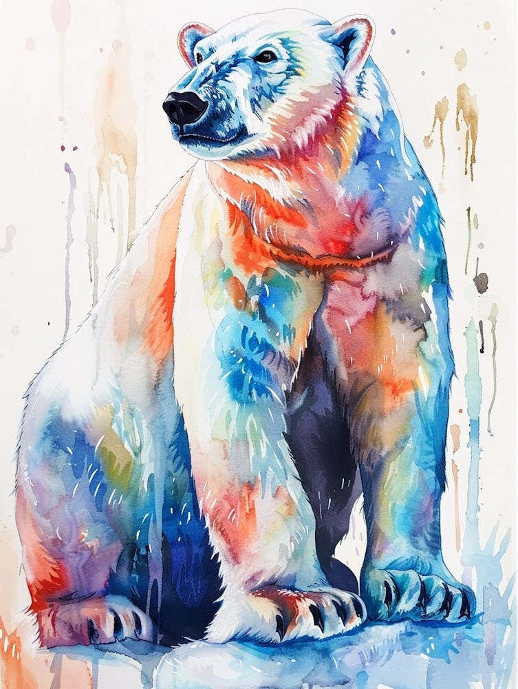 Polar Bear Colourful Watercolour 3