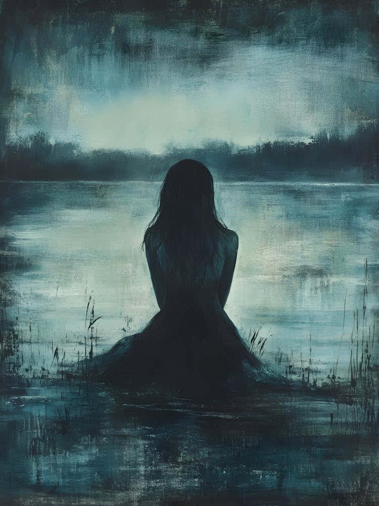 Woman Sitting By The Water