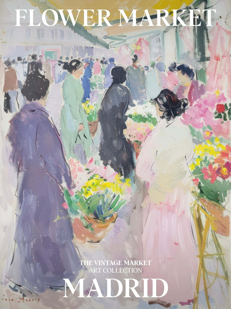 Vintage Flower Market Painting Madrid 3