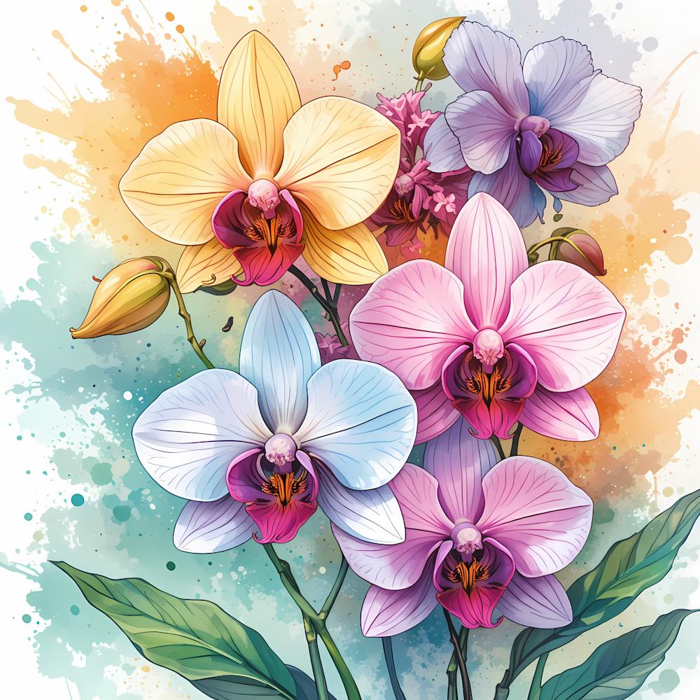 Watercolor Orchids 1