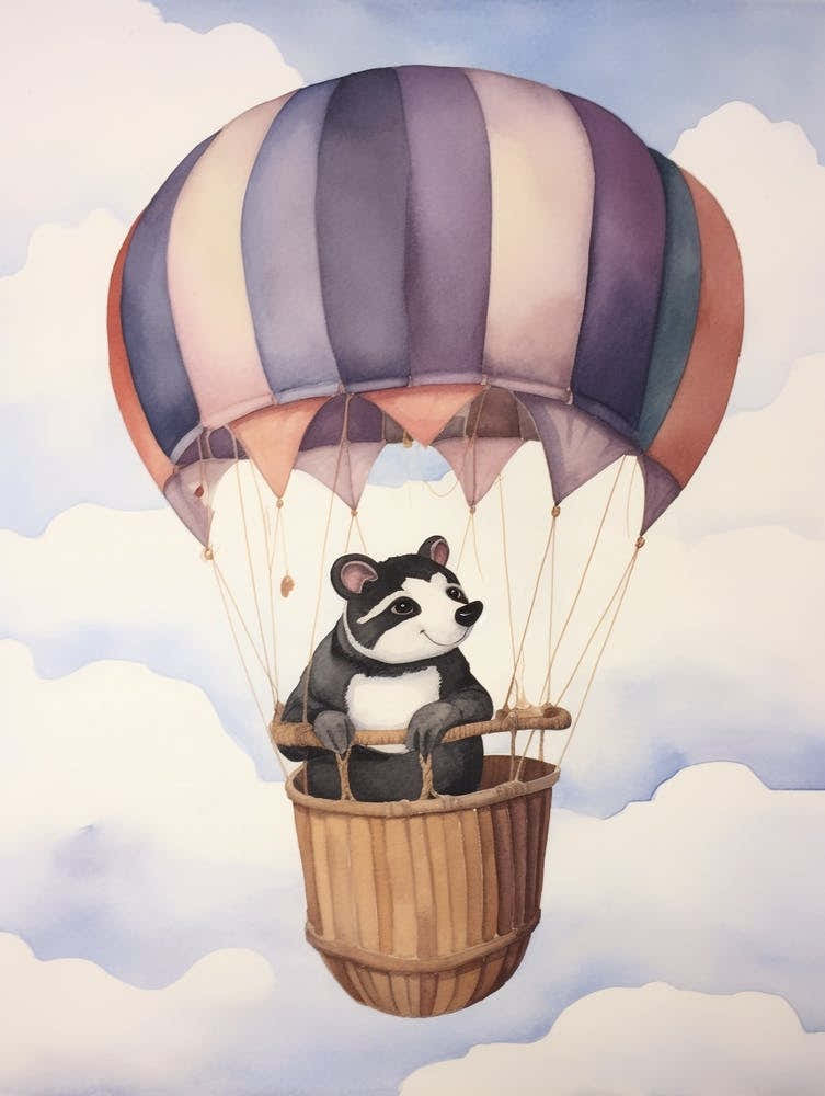 Baby Badger 2 In A Hot Air Balloon