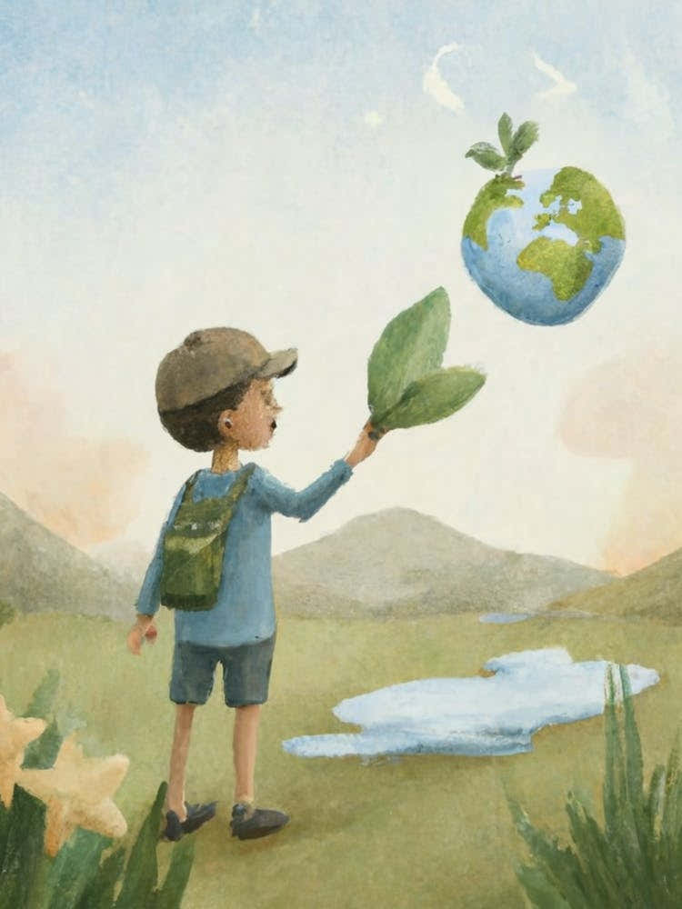 Boy Reaching For Earth