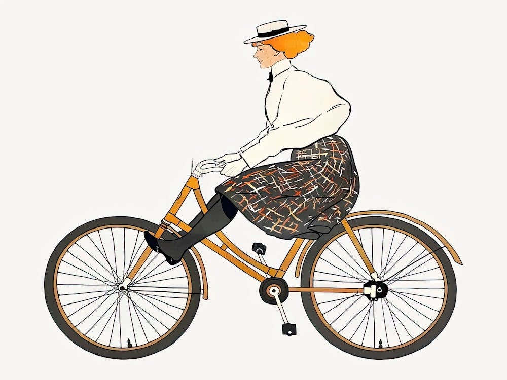 Vintage Woman Riding A Bicycle, Edward Penfield