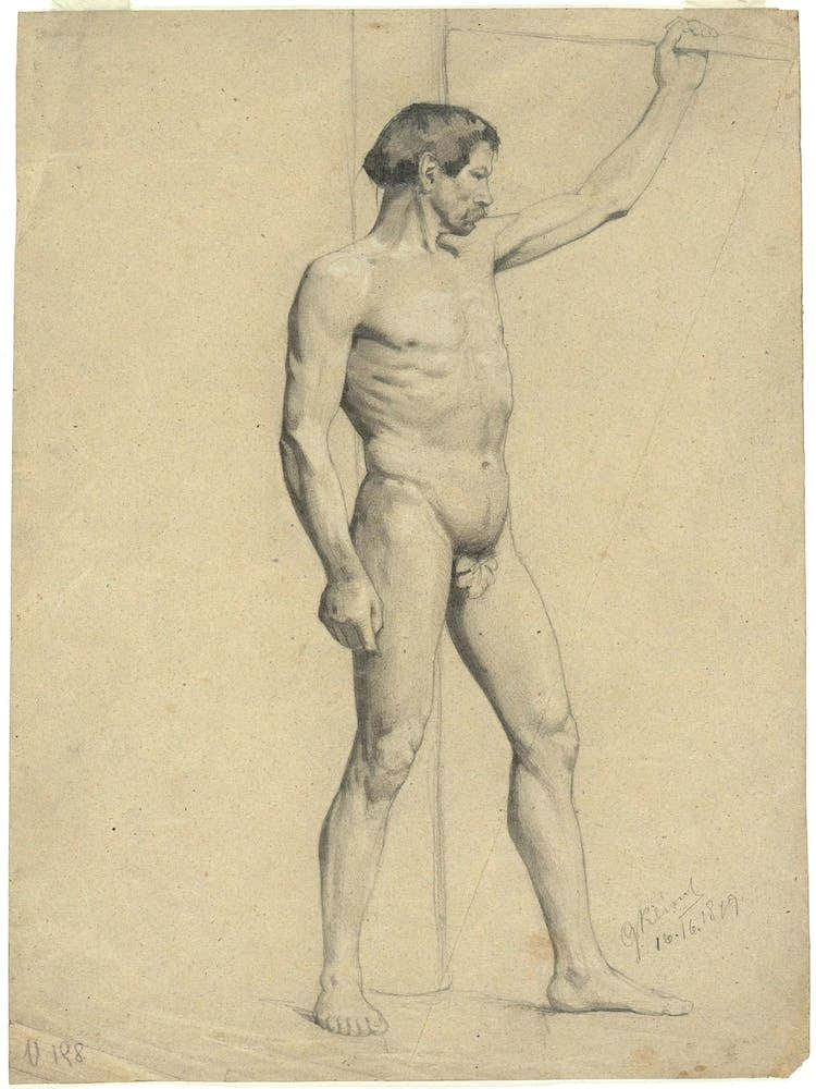 Male Academy Nude In Pose, Gustav Klimt