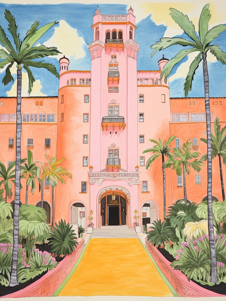 The Biltmore Hotel   Coral Gables, Florida   Resort Storybook Illustration 1