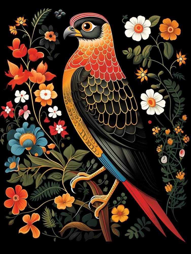 Folk Bird Illustration Eurasian Sparrowhawk 3